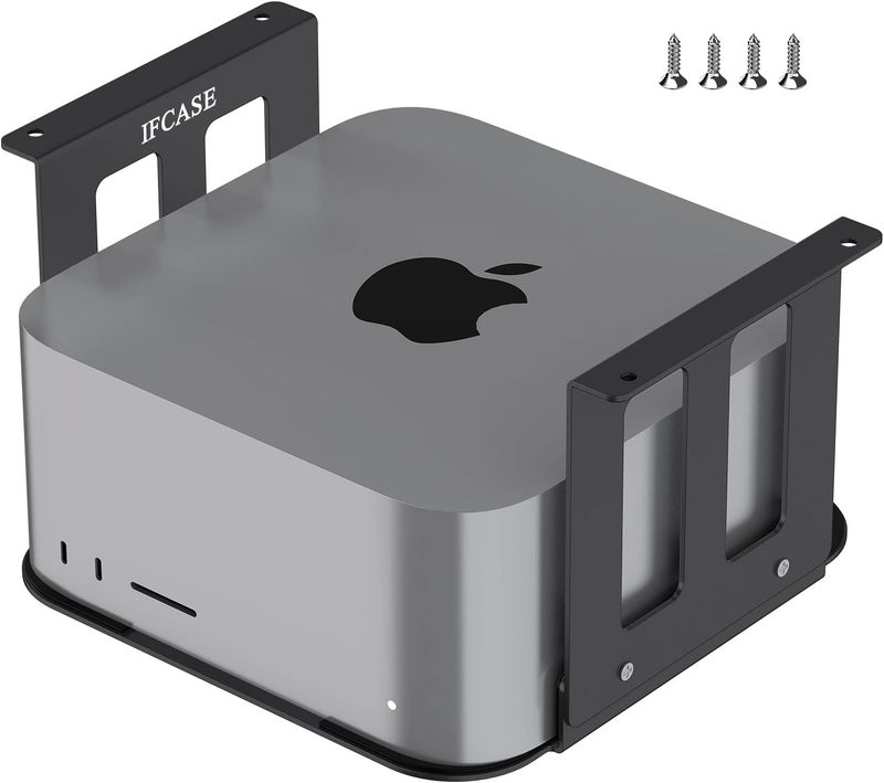 IFCASE Aluminum Under Desk Mount for Mac Studio M4 M3 M2 M1 Max, Ultra with Anti-Scratch Pad (Black) - Image 1